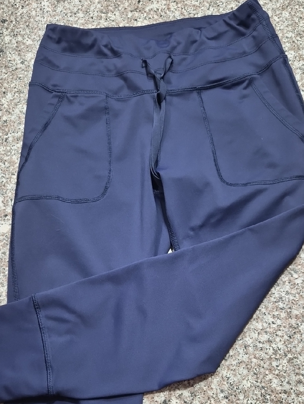 Navy Drawstring Pocket Active Leggings